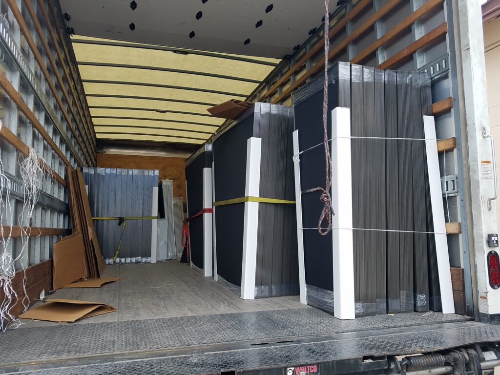 Truck loaded with solar screens for an apartment install.  Ordered through my online screen & shade store, HobbsScreens.com