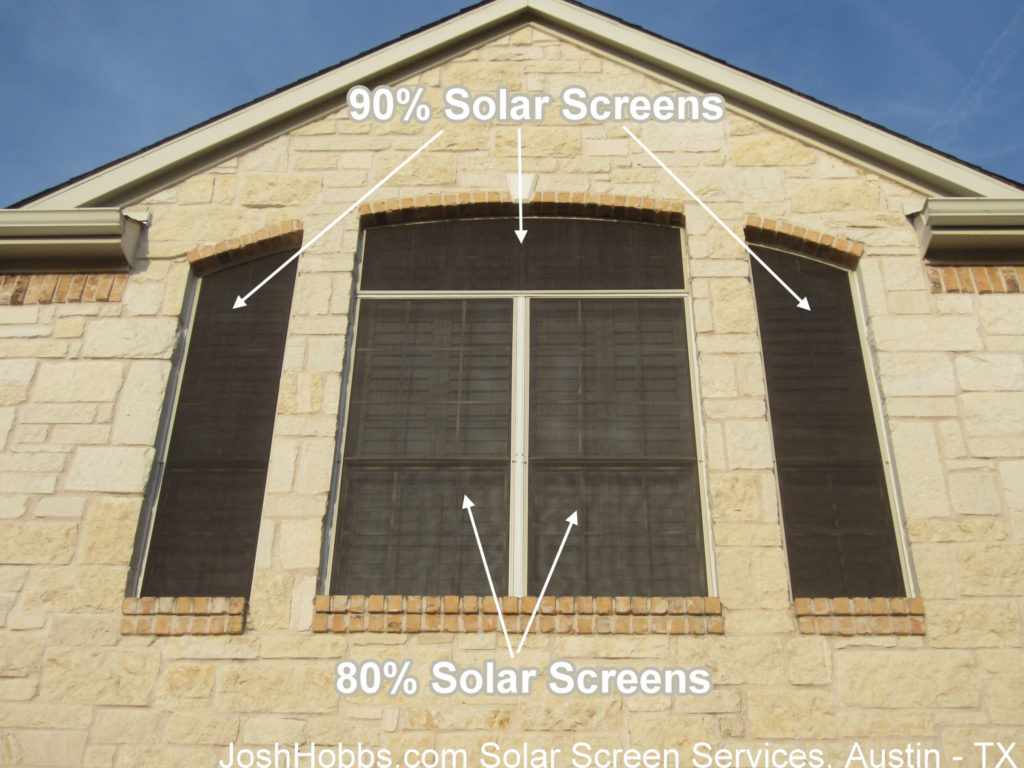 How well can you see through solar screens? This picture shows the 80% solar screen fabric next to the 90% solar screen fabric. You can first hand see the difference between these two fabrics.