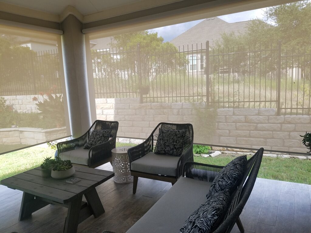 Seeing out 97% porch & patio blinds.  The outward visibility is amazing. 