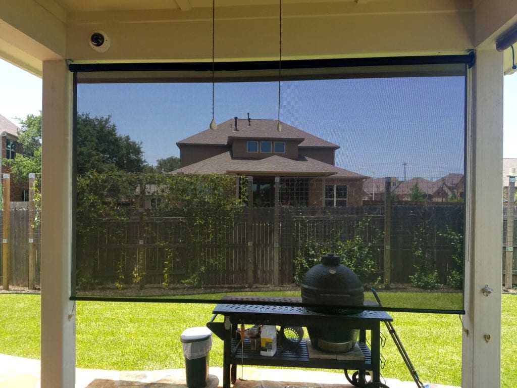 Showing how well you can see through the 90% solar screen fabric.  Outward visibility is excellent.