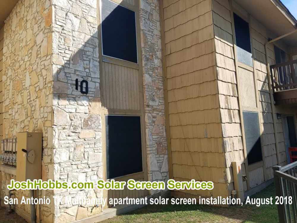 Completed in August 2018, a beautiful San Antonio Texas multi-family solar screens installation.
