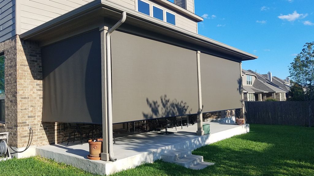My outdoor patio roller shades are great for daytime privacy.