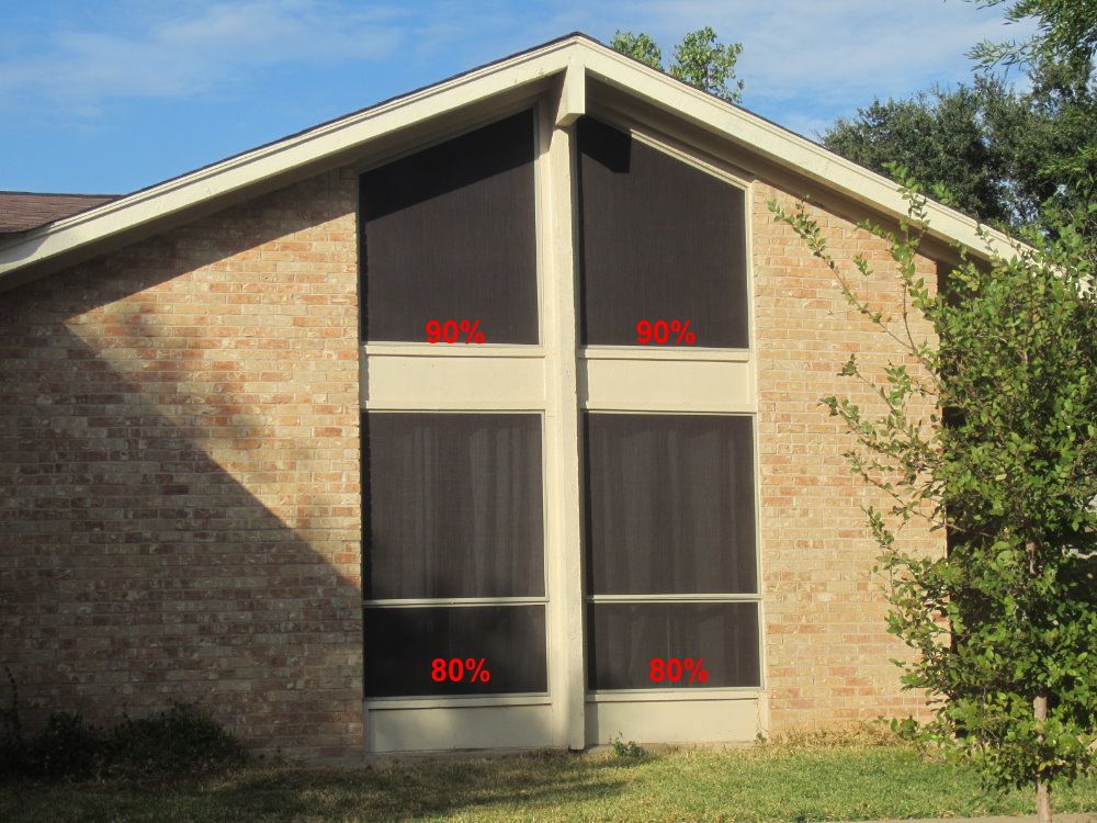 Showing daytime privacy for both the 80% and 90% solar shade screen fabrics.
